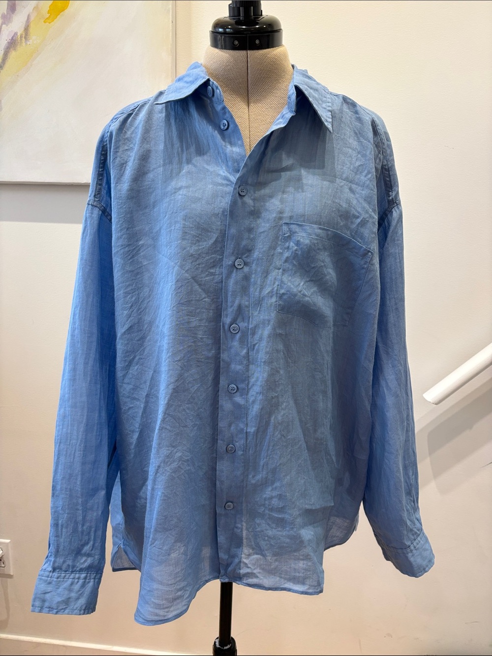 Zara Light Blue Relaxed Button-Down Shirt